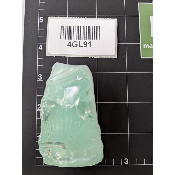 Mint Green Layered Art Glass Cullet Glowing Swirl Manganese Slag Glass  #4GL91 - Picture 8 of 8